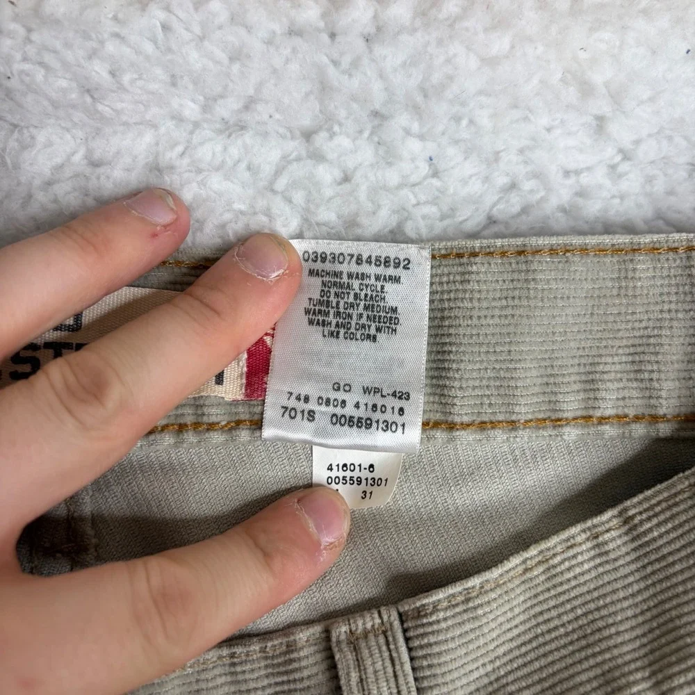 Levis 559 Relaxed Straight Corduroy Pants Tan Khaki 34x30 00559-1301 *STAIN